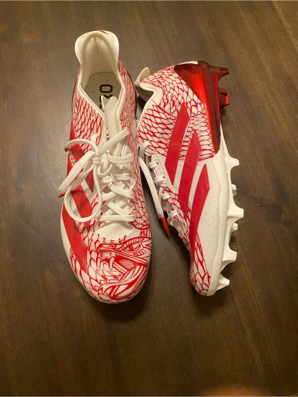 adidas Adizero Electric Football Cleats - White & Red Dragon Graphic